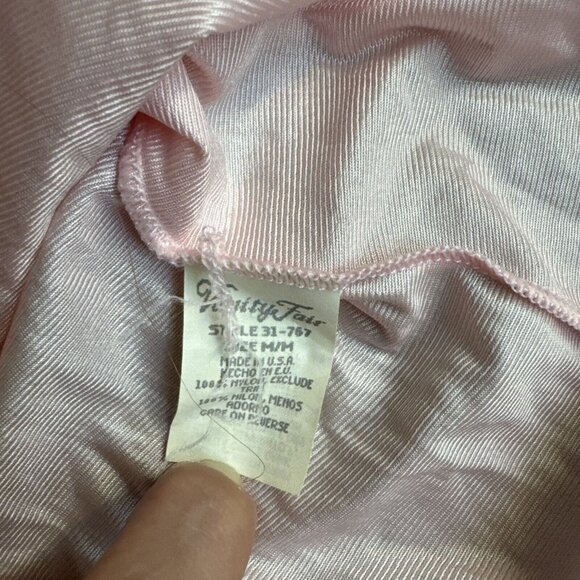 Vintage Vanity Fair Nightie Nylon Sleeveless Nightgown Pink M Silky Button Up - Picture 6 of 8
